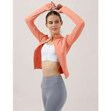 Locachy Women's Stretchy Workout Track Jacket - Full Zip