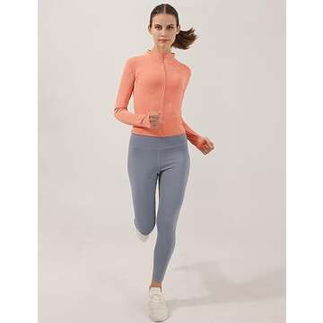 Locachy Women's Stretchy Workout Track Jacket - Full Zip