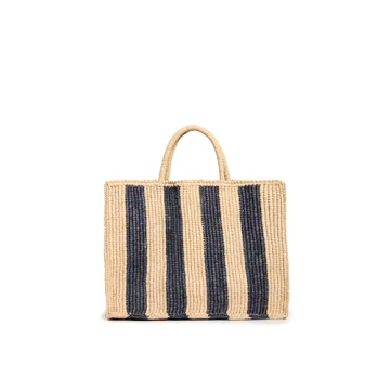 MAR Y SOL Women's Roma Tote, Navy/Natural, Blue, Tan, Stripe, One Size