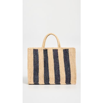 MAR Y SOL Women's Roma Tote, Navy/Natural, Blue, Tan, Stripe, One Size