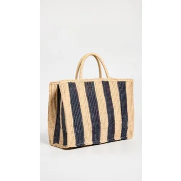 MAR Y SOL Women's Roma Tote, Navy/Natural, Blue, Tan, Stripe, One Size