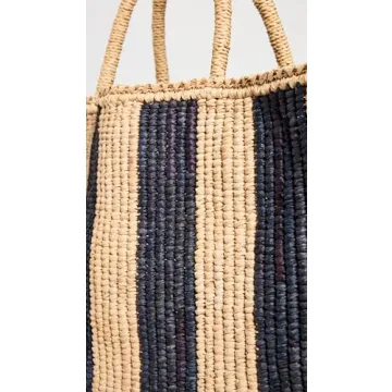 MAR Y SOL Women's Roma Tote, Navy/Natural, Blue, Tan, Stripe, One Size