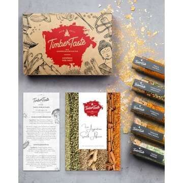 TIMBER TASTE® World Spice Collection - World Spice Gift Set, Gourmet Spices and Seasonings Set for Men & Women - Christmas Gifts for Him & Her, Stocking Stuffers for Men & Women Food Lovers
