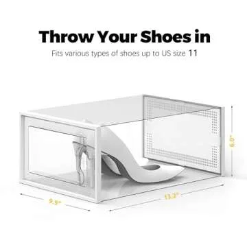 SEE SPRING Sturdy Stackable Shoe Storage Box 12 Pack