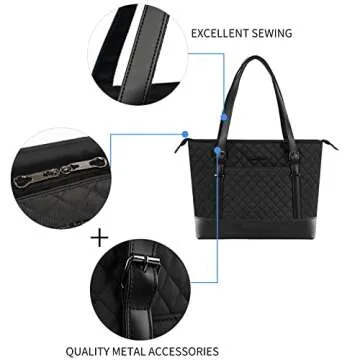 KROSER Laptop Tote Bag 15.6 Inch with USB Port, Large Work Tote Bag Computer Shoulder Bag for Women, Laptop Case for Office Business Travel(Quilted)