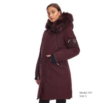 Alpine North Women's Vegan Down Long Parka for Cold Weather Wear