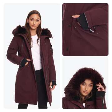 Alpine North Women's Vegan Down Long Parka for Cold Weather Wear