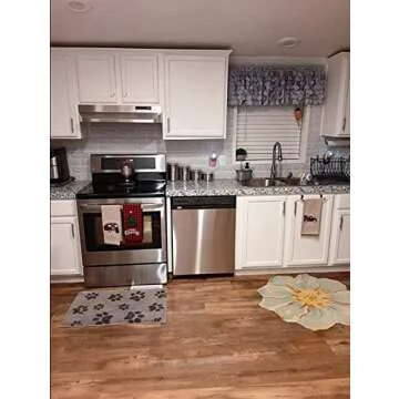 Teemall Light White Granite Look Marble Film Vinyl Self Adhesive Kitchen Countertop Peel Stick Wallpaper Decal 17.7''x98'' (Terrazzo)