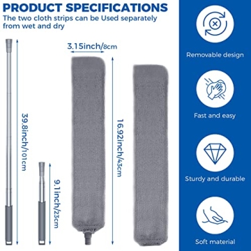 Retractable Gap Dust Cleaner Microfiber Cloths Long Handle