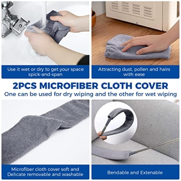 Retractable Gap Dust Cleaner Microfiber Cloths Long Handle