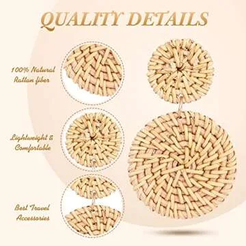 Hicarer 6 Pair Bohemian Rattan Earrings for Women