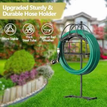 Durable LIONONLY Garden Hose Holder with Storage Basket