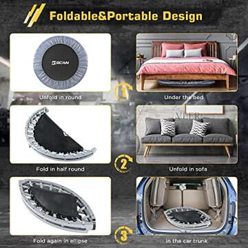 BCAN 36 Mini Trampoline Rebounder Trampoline for Adults Max Load 170lbs Small Trampoline Exercise Trampoline Fitness Trampoline Indoor/Garden Workout