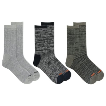 Merrell Lightweight Wool Hiking Crew Socks - 3 Pair Pack