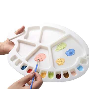 FINGOOO 1 Pack 12 Well Palette Round Paint Tray Palettes for Kids and Adults to Create Art Paint Craft DIY Art Painting Palettes