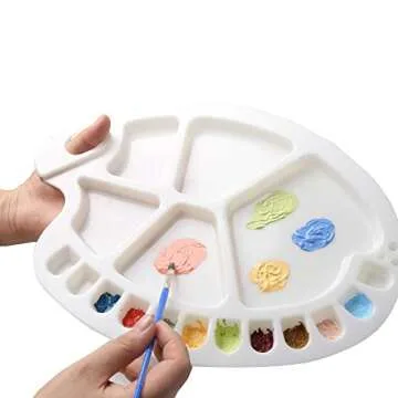 FINGOOO 1 Pack 12 Well Palette Round Paint Tray Palettes for Kids and Adults to Create Art Paint Craft DIY Art Painting Palettes