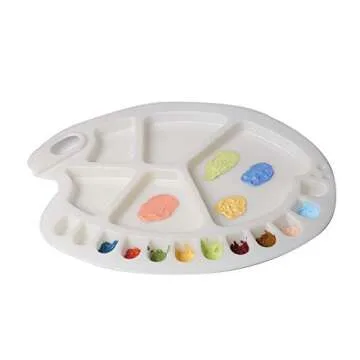 FINGOOO 1 Pack 12 Well Palette Round Paint Tray Palettes for Kids and Adults to Create Art Paint Craft DIY Art Painting Palettes