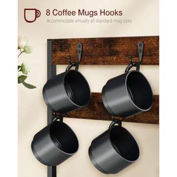 Evermagin Coffee Pod Drawer for K Cup, 35 Pods Holder Storage Organizer with Cup Rack, Sturdy Coffee Maker Stand for Countertop, Rustic Brown