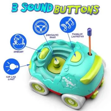 Remote Control Car for Toddlers, Toddler Toys for 18+Months RC Cars with LED Lights & Music, Dinosaur Toys for Kids 2 3 4 5 Years Old, Birthday Gifts Toys for 3+ Year Old Girls Boys Toys-2 Pack