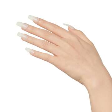 KISS Salon Acrylic Press On Nails, Nail glue included, 'Strong Enough', White, Long Size, Coffin Shape, Includes 28 Nails, 2g Glue, 1 Manicure Stick, 1 Mini File