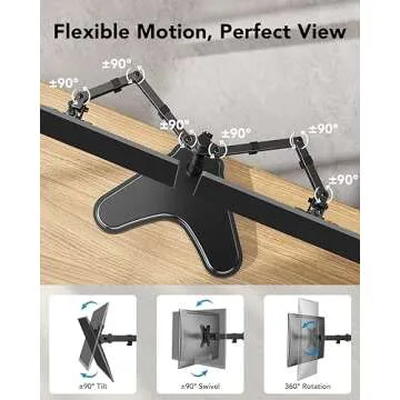 HUANUO 32 inches Dual Monitor Stand up to 17.6lbs per Arm, High-Grade Aluminum Free-Standing Dual Monitor Mount for 2 Screens. Fully Adjustable Dual Monitor Stand for Desk with Tilt, Swivel, Rotation