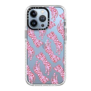 CASETiFY Impact iPhone 13 Pro Case [6.6ft Drop Protection] - Tigers by Grace Owen - Clear Frost