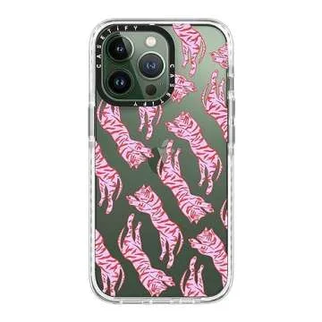 CASETiFY Impact iPhone 13 Pro Case [6.6ft Drop Protection] - Tigers by Grace Owen - Clear Frost