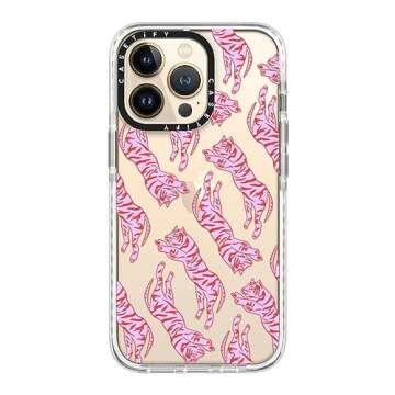 CASETiFY Impact iPhone 13 Pro Case [6.6ft Drop Protection] - Tigers by Grace Owen - Clear Frost