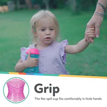Nuby Clik-It Soft Spout No-Spill Easy Grip Sippy Cup for Girls - (3-Pack) 10 Oz - 6+ Months