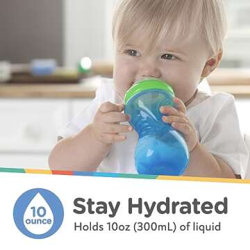 Nuby Clik-It Soft Spout No-Spill Easy Grip Sippy Cup for Girls - (3-Pack) 10 Oz - 6+ Months