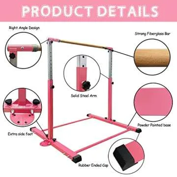 JC Gymnastic Kip Bar - Adjustable & Safe for Ages 3-15