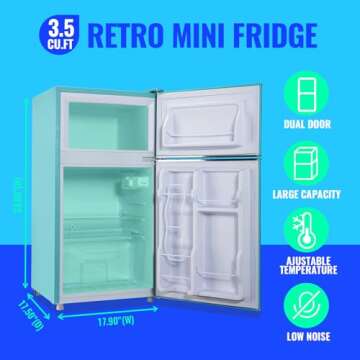 TACOOL Small Refrigerator with Freezer Double Door Mini Fridge Adjustable Glass Shelves