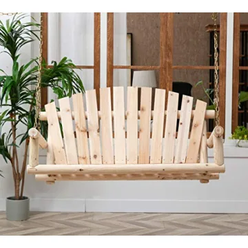 Wooden Porch Swing 2-Seater Patio Bench Heavy Duty 800 LBS