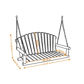 Wooden Porch Swing 2-Seater Patio Bench Heavy Duty 800 LBS