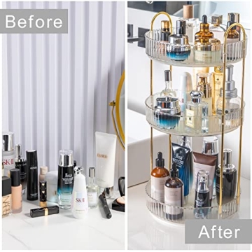 INVSSENE 360° Rotating Makeup Organizer for Stylish Storage