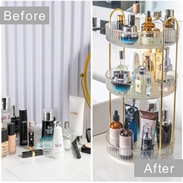 INVSSENE 360° Rotating Makeup Organizer for Stylish Storage