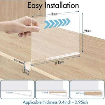 BigBcart Acrylic Shelf Dividers for Closet Organization Clothes, Purse Organizer for Closet, Clear C...