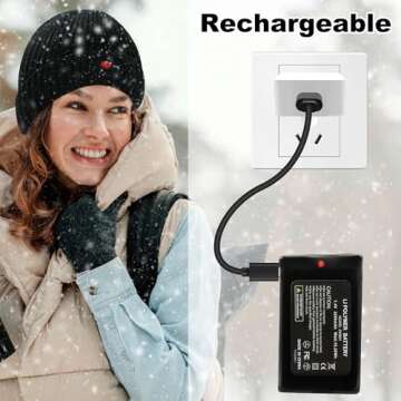 Rabbitroom Heated Hat for Men Women Rechargeable Electric Heated Beanie Hat Winter Warm Heated Skull...