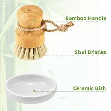 Eco-Friendly Subekyu Bamboo Dish Scrub Brush for Kitchen