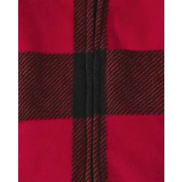 The Children's Place,Family Matching Chirstmas Holiday Fleece Pajamas Sets, Adult, Big Kid, Toddler, Baby,Baby & Toddler - Zip Sleeper,RED/BLK BUFF,0-3 MONTHS