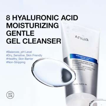 ANUA Moisturizing Gentle Gel Cleanser, Hyaluronic Acid, Squalane, Ceramide, Foaming Facial Korean Cl...