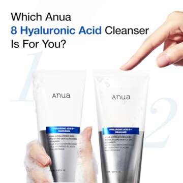 ANUA Moisturizing Gentle Gel Cleanser, Hyaluronic Acid, Squalane, Ceramide, Foaming Facial Korean Cleanser, pH Balance, Daily Hydrating Face Wash, Korean Skincare (150ml/5.07fl oz.)