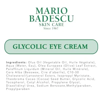 Mario Badescu Glycolic Eye Cream Anti Aging Skin Care for Fine Lines and Wrinkles, Overnight Eye Moisturizer with Vitamin E, AHA and Cocoa Butter for Combination or Dry Skin, 0.5 Ounce (Pack of 1)