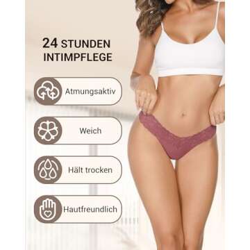 UGDUCK Lace Thongs for Women, Seamless Thong Underwear Women Lace Panties No Show Thongs for Women 6...