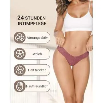 UGDUCK Lace Thongs for Women, Seamless Thong Underwear Women Lace Panties No Show Thongs for Women 6...