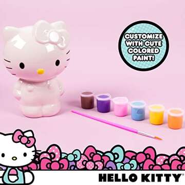 Horizon Group USA Hello Kitty Paint Your Own Piggy Bank, DIY Coin Bank for Kids, Multicolor
