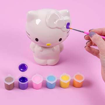 Horizon Group USA Hello Kitty Paint Your Own Piggy Bank, DIY Coin Bank for Kids, Multicolor