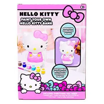 Horizon Group USA Hello Kitty Paint Your Own Piggy Bank, DIY Coin Bank for Kids, Multicolor