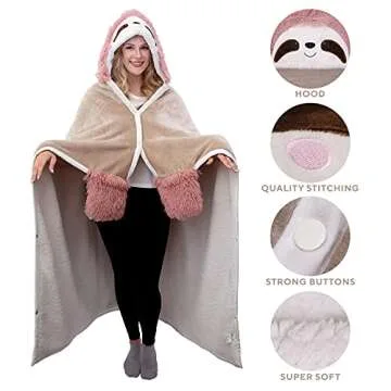 Mutjida Sloth Hooded Blanket - Cozy Fun for All Ages