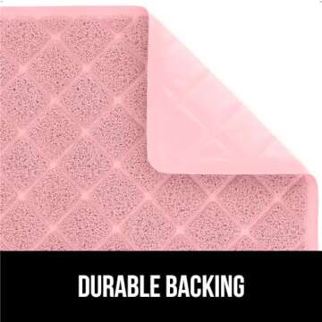 GORILLA GRIP Cat Litter Box Mat, Water Resistant Kitty Litter Trapping Mat, Textured Backing, Easy to Clean, Less Waste and Clean Floors, Kitten Supplies for Indoor Cats, Soft on Paws, 24x17 Lt Pink